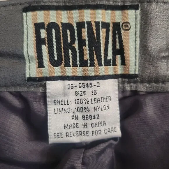 Vintage Forenza Size 16 Leather Pants  Silver Cigarette High Rise Disco - Picture 11 of 11